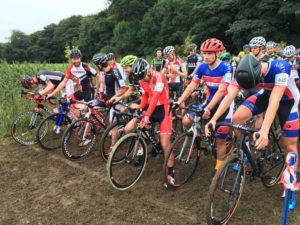 Seniors start line - happy riders and clean bikes. That didn't last long. (Picture: Matt Payne, Twitter)