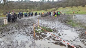 The pits were just as sloppy and muddy as the worst of the course (photo Ian Bradley)